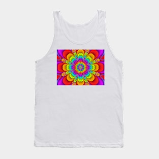 Colourful Concentric Rainbow Flower Tank Top